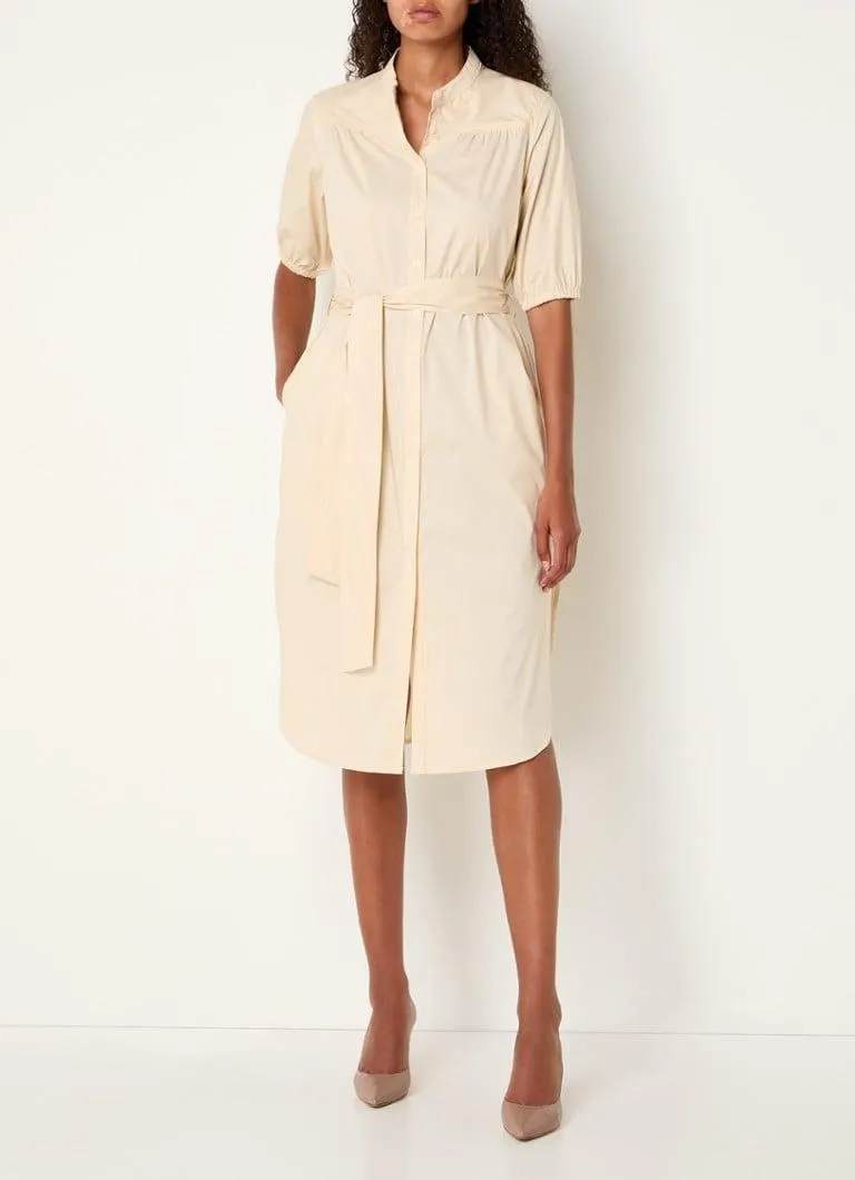 Midi blousejurk met strikceintuur