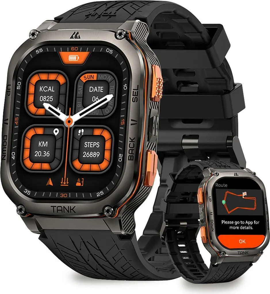 KOSPET TANK M3 Ultra GPS Smartwatch für Herren Smartwatch Damen 480mAh Akku 5 ATM & IP69K Wasserdicht Herzfrequenz Monitor Schlaftracker für Vatertag