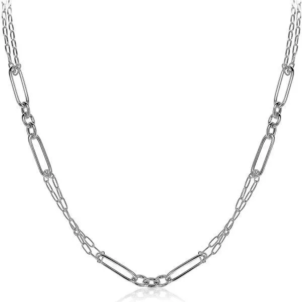 ZINZI zilveren ketting 45cm waarbij diverse trendy schakels zijn gecombineerd ZIC1991