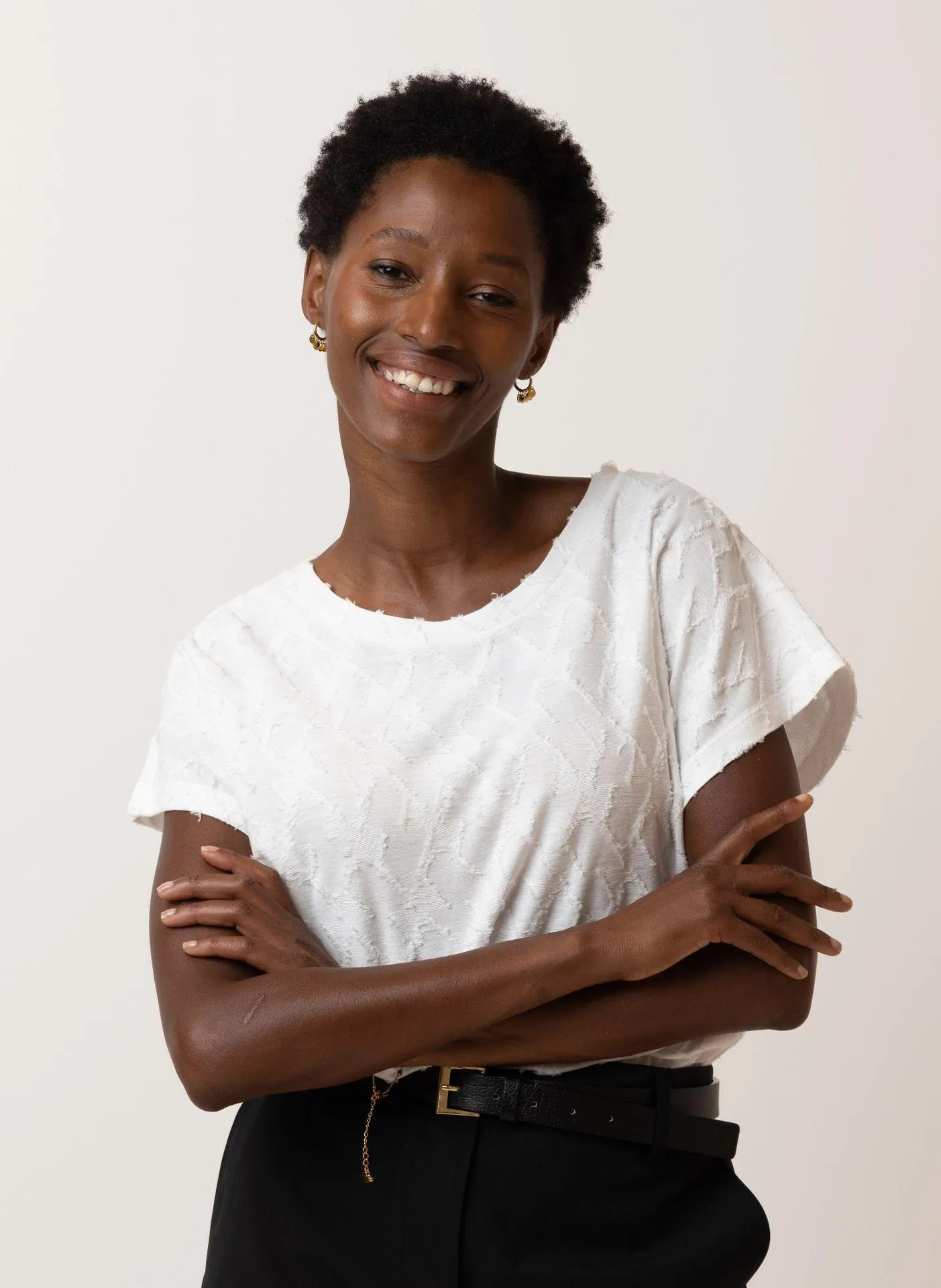 Off-white shirt met structuur