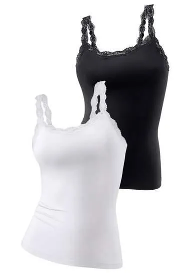 Lascana Hemd met ingebouwd bustier, spaghettiband-top, onderhemd (2 stuks, Set van 2)