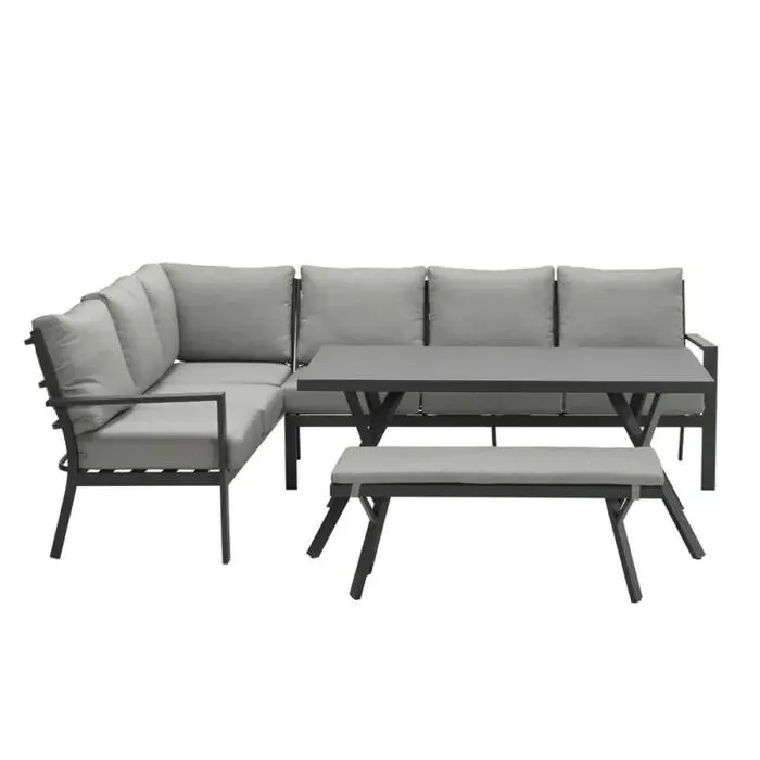 Senja lounge dining set 4-delig links - donker grijs
