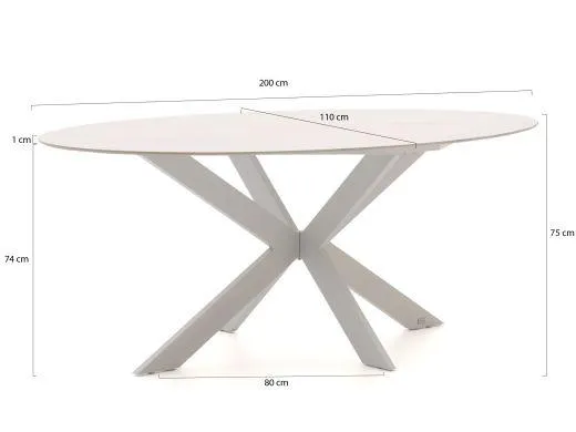 Manifesto Novara/Furato ellips 200cm dining tuinset 5-delig