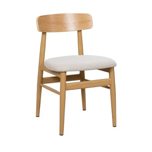 Giga Meubel Eetkamerstoel Liza - Stof/Metaal - Naturel/Beige - Set van 2