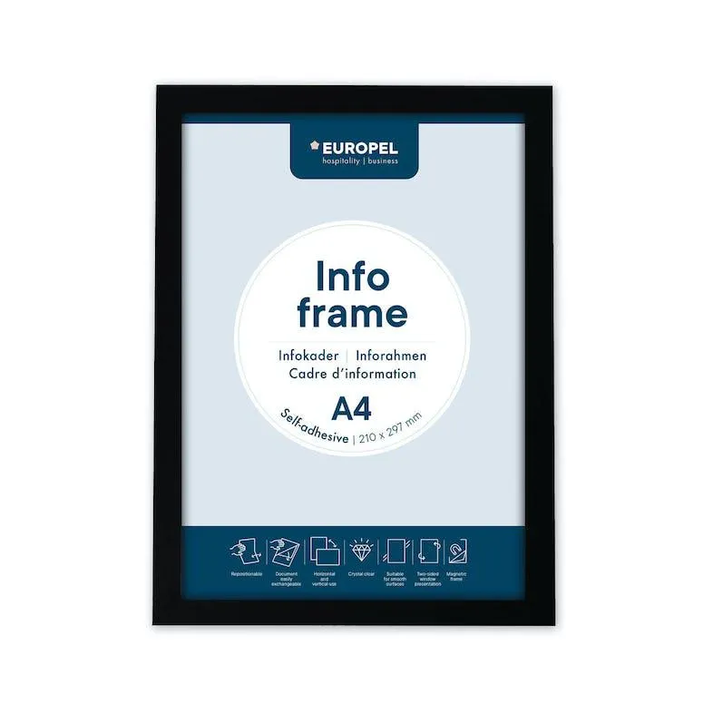 Europel Infokader Zelfklevend set 2 st. A4 zwart, 196004