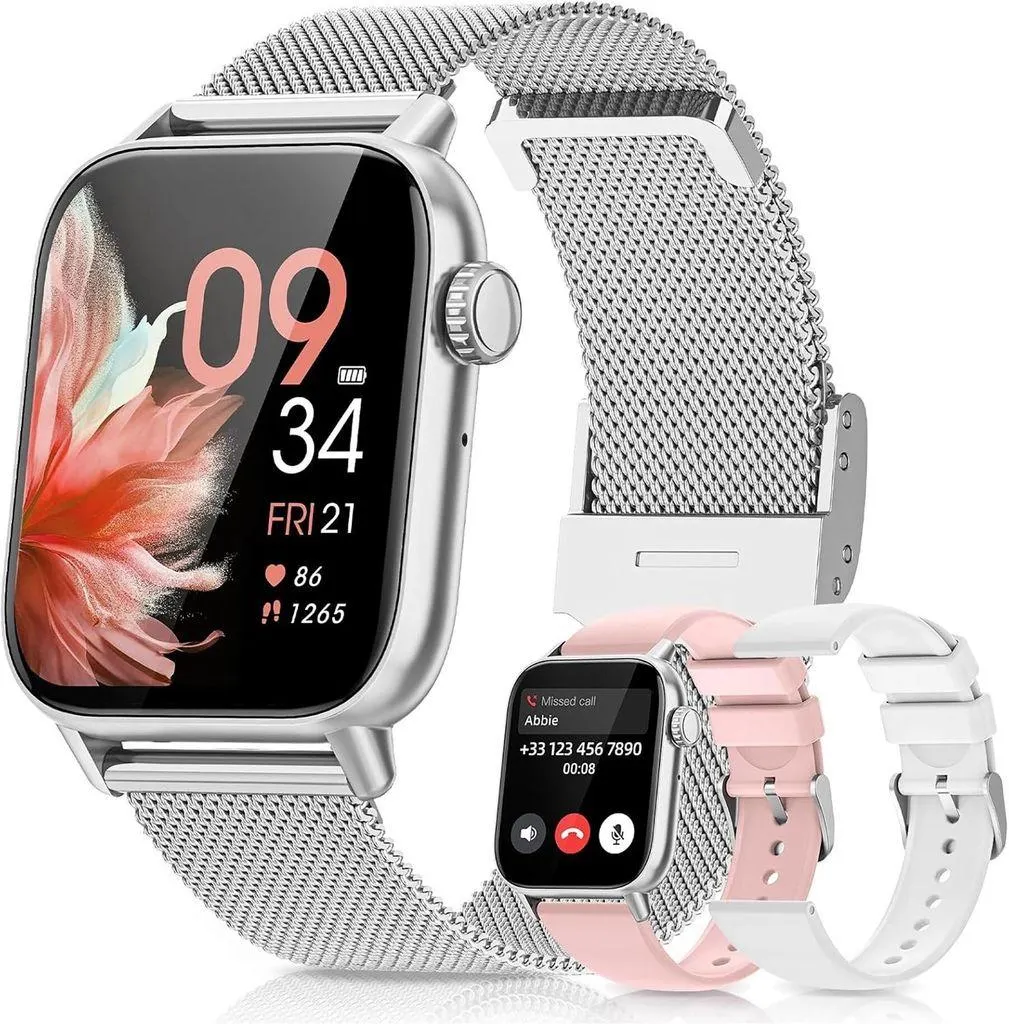 2025 Smartwatch Damen 1,85" mit Telefonfunktion,Fitness Tracker,Herzfrequenz,SpO2, Schlafmonitor,120+ Sportmodi, IP68,für Android & iOS–Geschenkidee