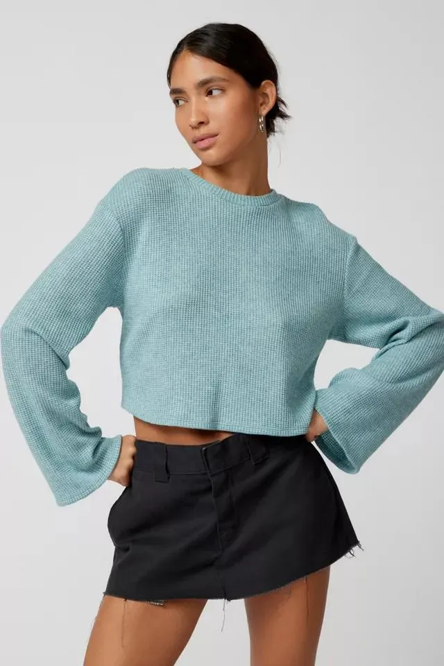 Urban Renewal Remnants Waffle Knit Drippy Sleeve Top