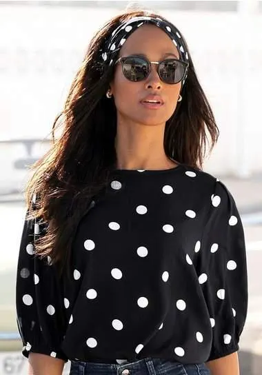 Vivance Blouse zonder sluiting met stippenprint