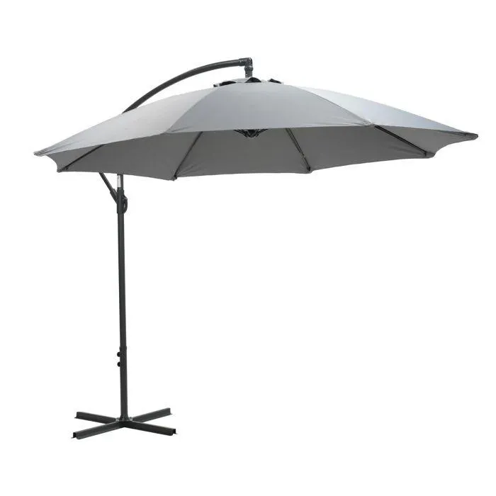 Athene zweefparasol Ø300 cm - frame donker grijs - doek licht grijs