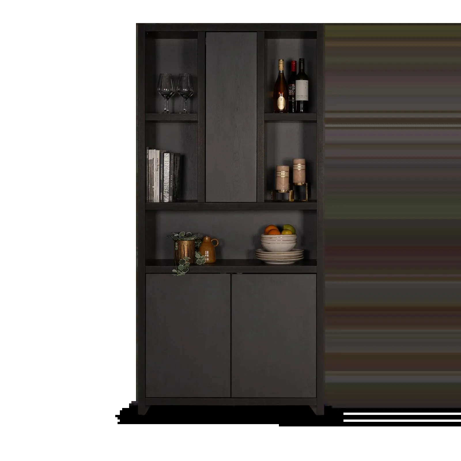 Wandkast (3 deuren/5 vakken) Monza - Zwart