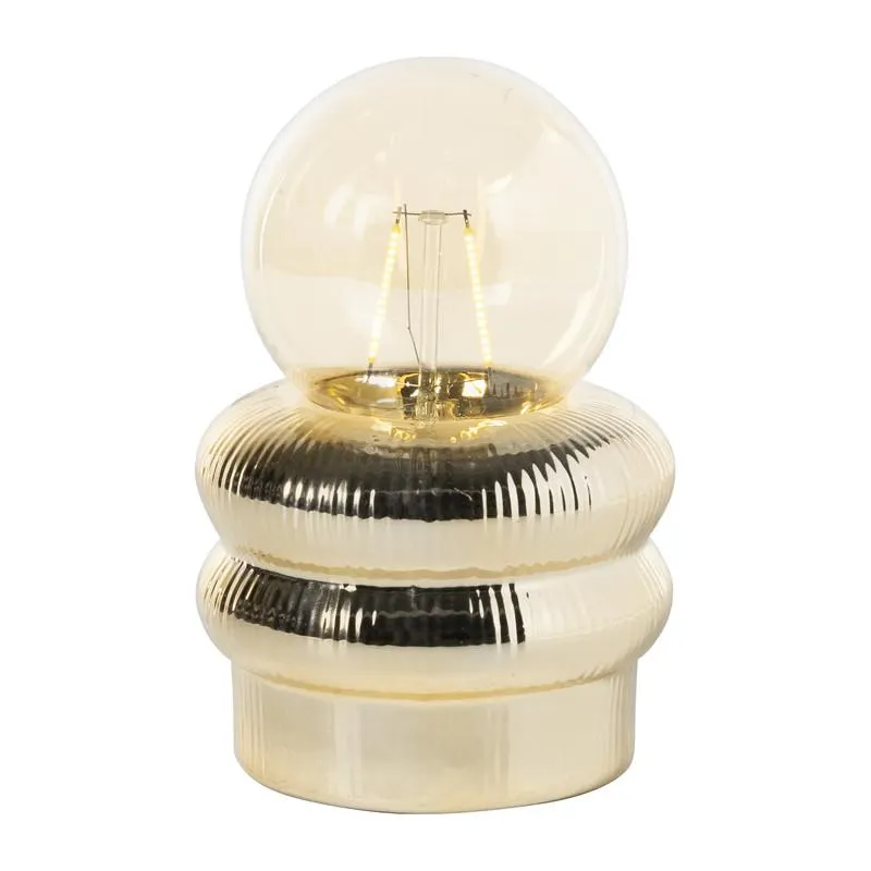 Tafellampje ribbel - goudkleurig - ø10x15 cm