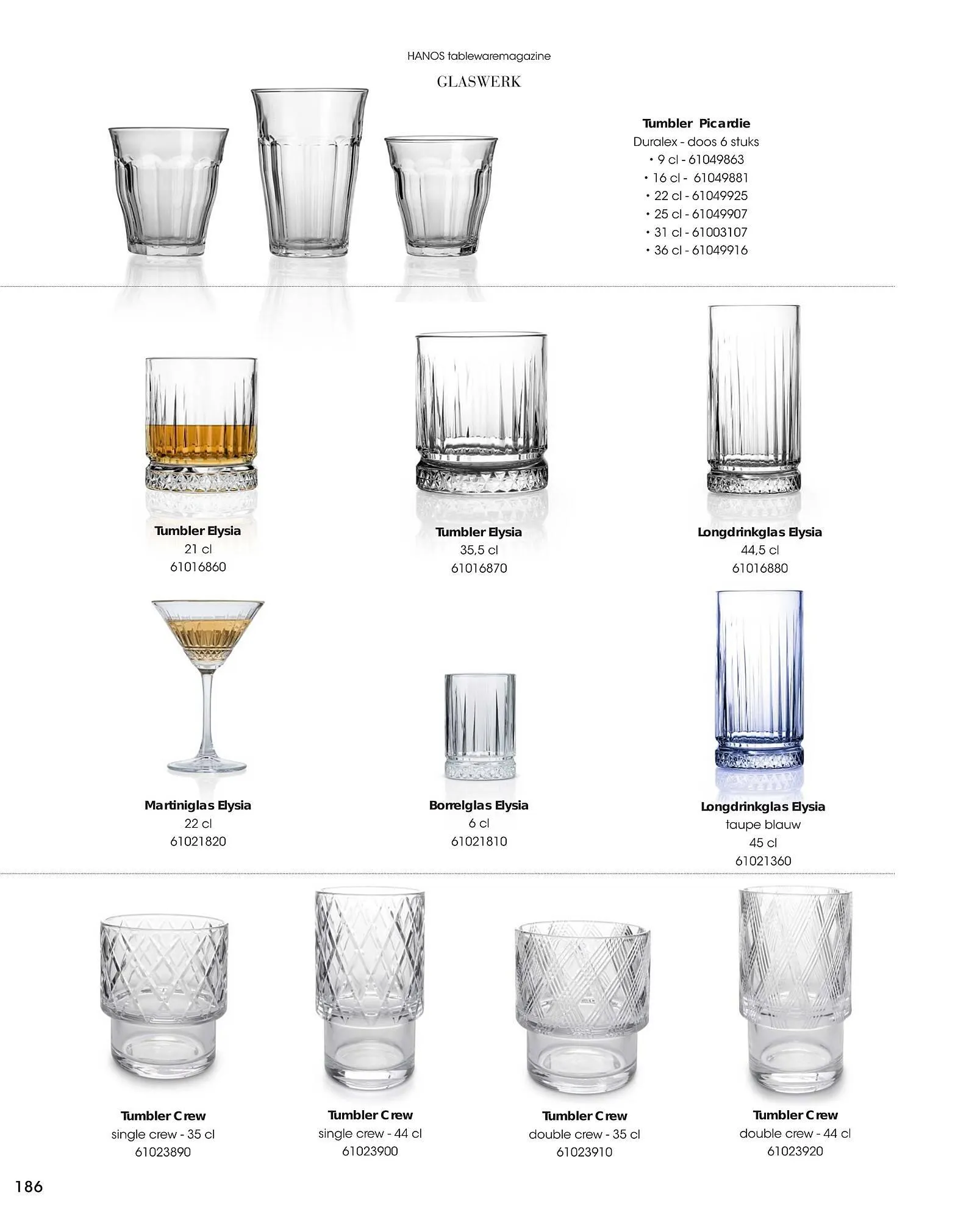 HANOS Tableware Magazine 2023-2024 van 1 januari tot 30 april 2024 - Folder pagina 186