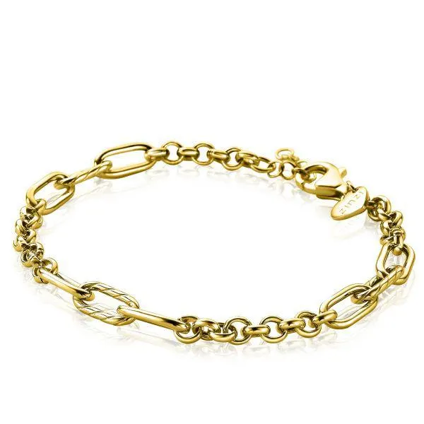 ZINZI goldplated zilveren armband met jasseron en ovale schakels 5,5mm 18-20cm ZIA-BF58
