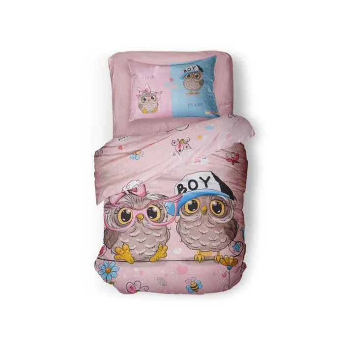 LINNICK Kinder Dekbedovertrek 100% katoen Puhu - roze 140x200cm