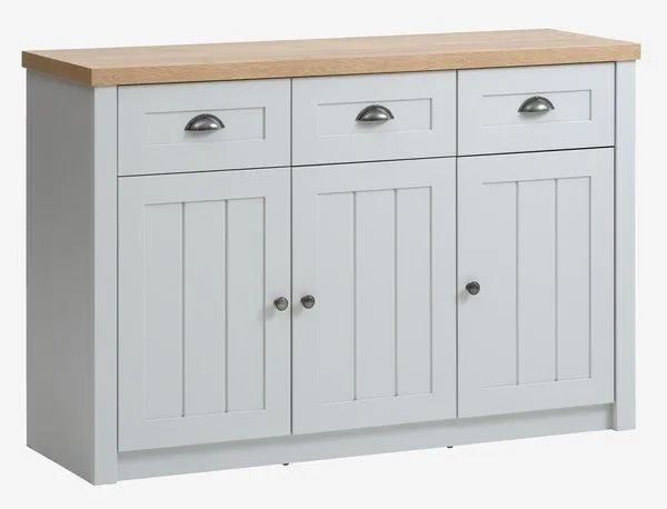 Credenza MARKSKEL 3 ante grigio chiaro/color rovere