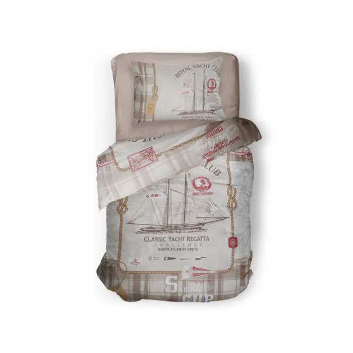 LINNICK Kinder Dekbedovertrek 100% katoen Royal Club - naturel 140x200cm