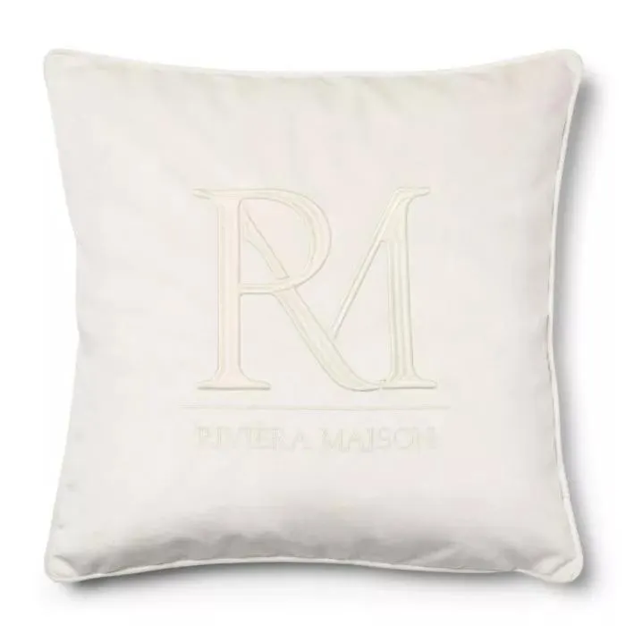 Kussenhoes RM Monogram Velvet, Wit 50x50