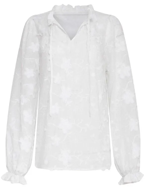 Smashed Lemon Blouse geborduurde bloemenprint 23571