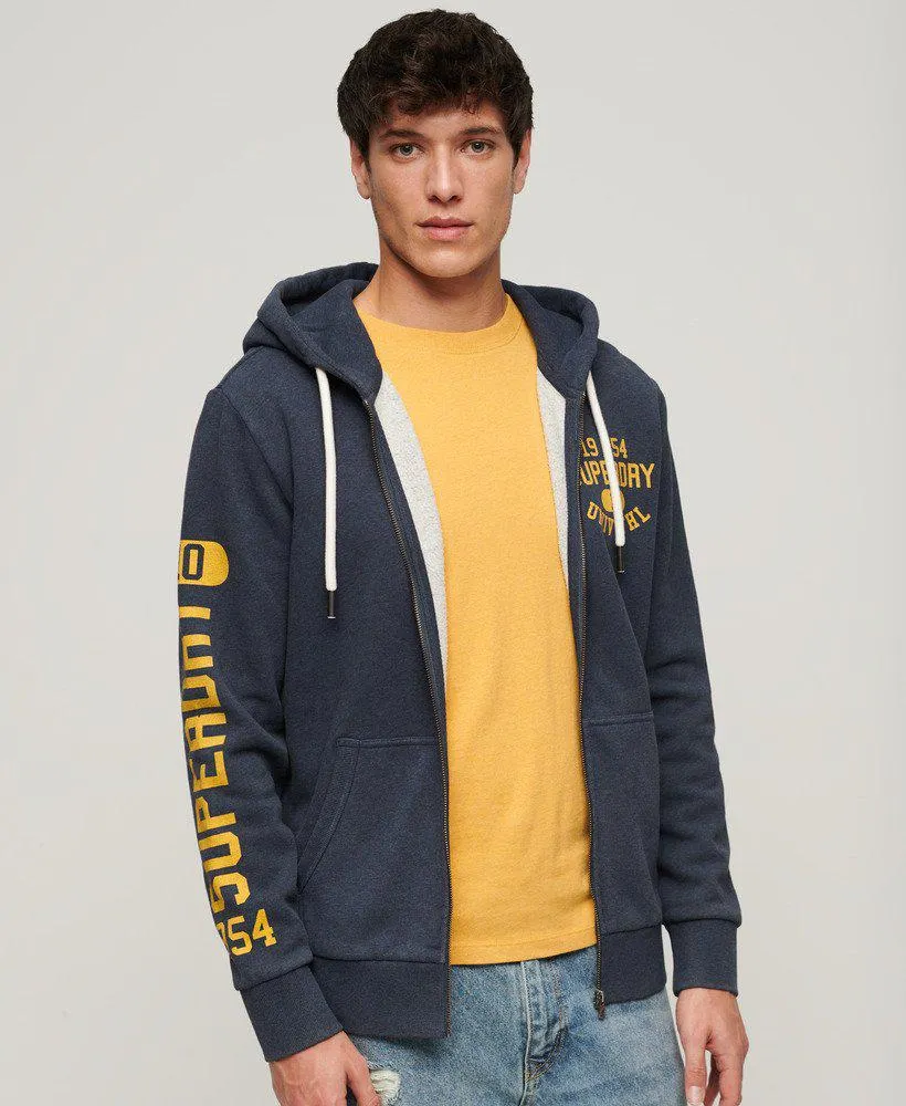 Athletic College hoodie met grafische print en rits