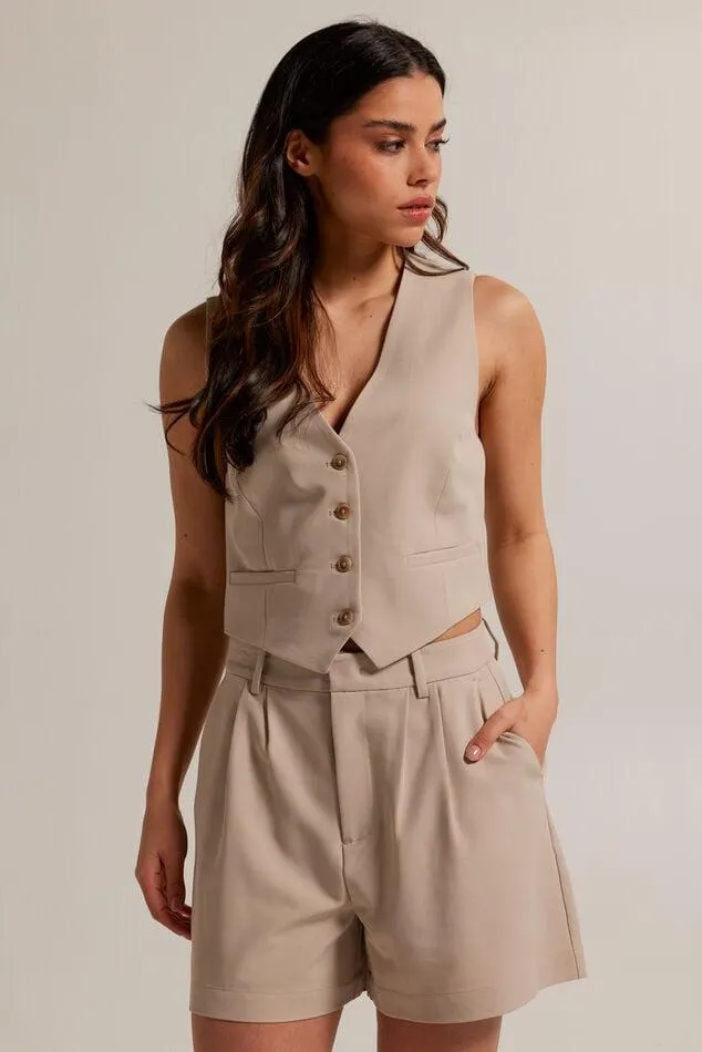 Effen gilet met een V-hals en knopen