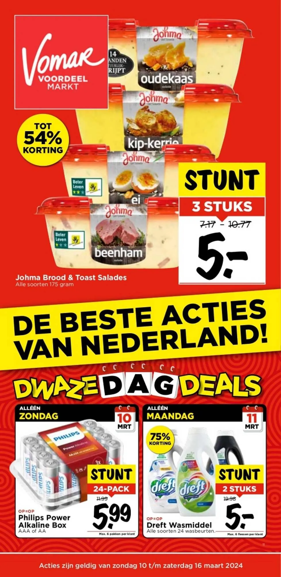 Vomar Voordeelmarkt folder van 11 maart tot 16 maart 2024 - Folder pagina 1