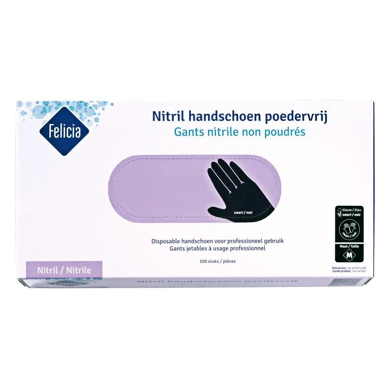 Onderzoekshandschoenen nitril zwart, ongepoederd, getextureerd, maat M