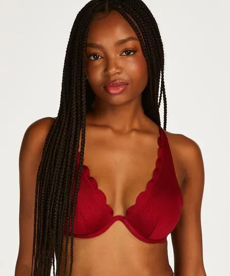 Niet-voorgevormde beugel bikinitop Scallop - Rood