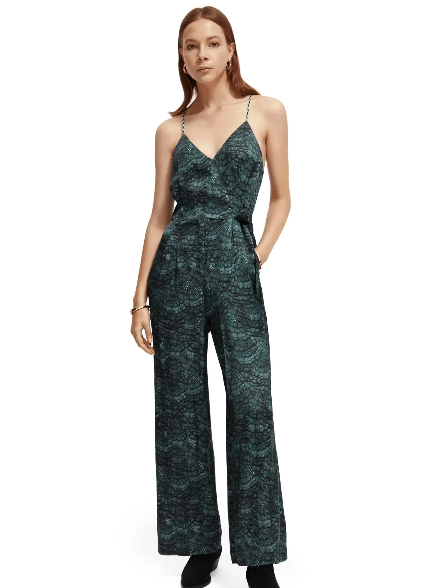 Lightweight V-neck racer back jumpsuit