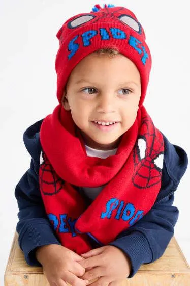 Spider-Man - set - muts met pompon en sjaal - 2-delig