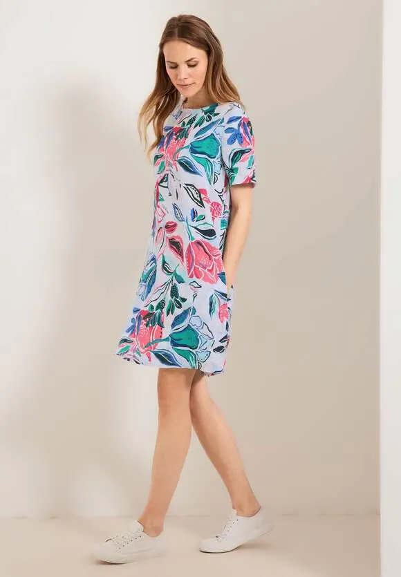 Linnen jurk met bloemenprint