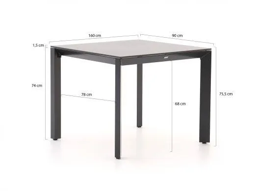 Bellagio Avio/Sestino 90cm dining tuinset 5-delig stapelbaar