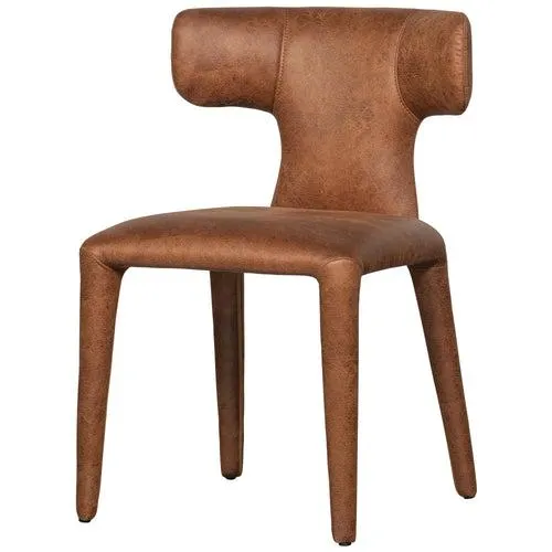 WOOOD eetkamerstoelen Permit - Leerlook - Cognac - Set van 2