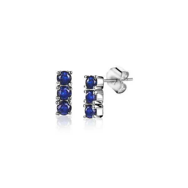 ZINZI Sterling Silver Ear Studs 8mm Dark Blue
