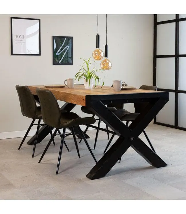 Industriële eettafel Ashton 180x90 - Mangohout