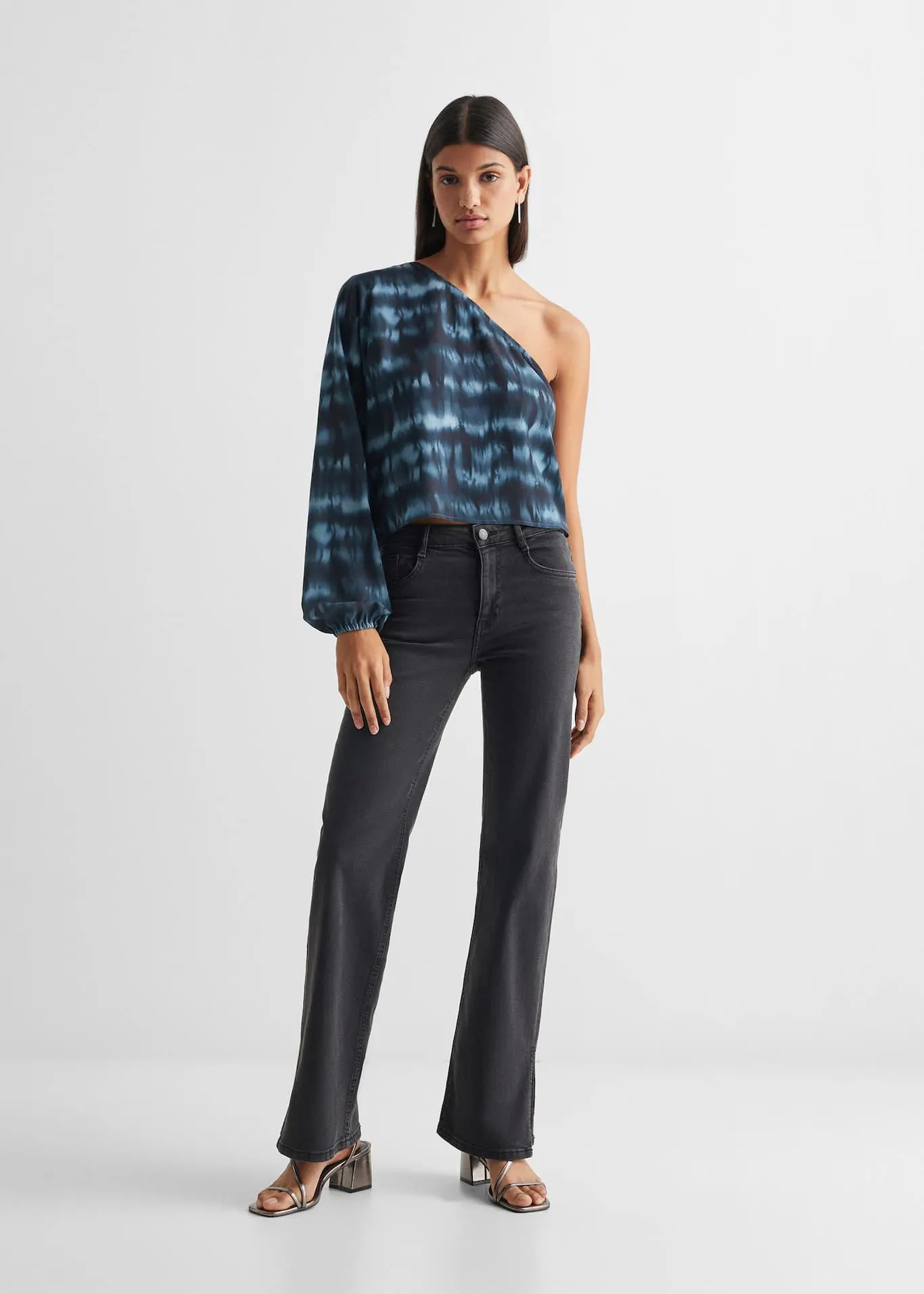 Bedrukte asymmetrische blouse