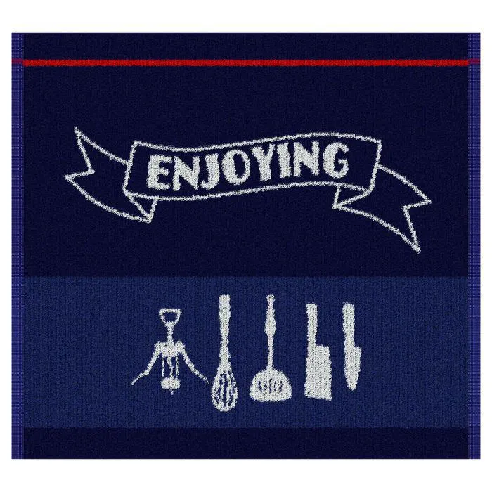 DDDDD Keukendoek Enjoying 50x55cm - blue - set van 6