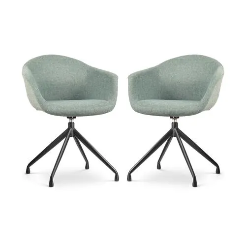 Nolon Nola-Otis Draaibare Eetkamerstoelen Set - Zacht Groen - Zwart
