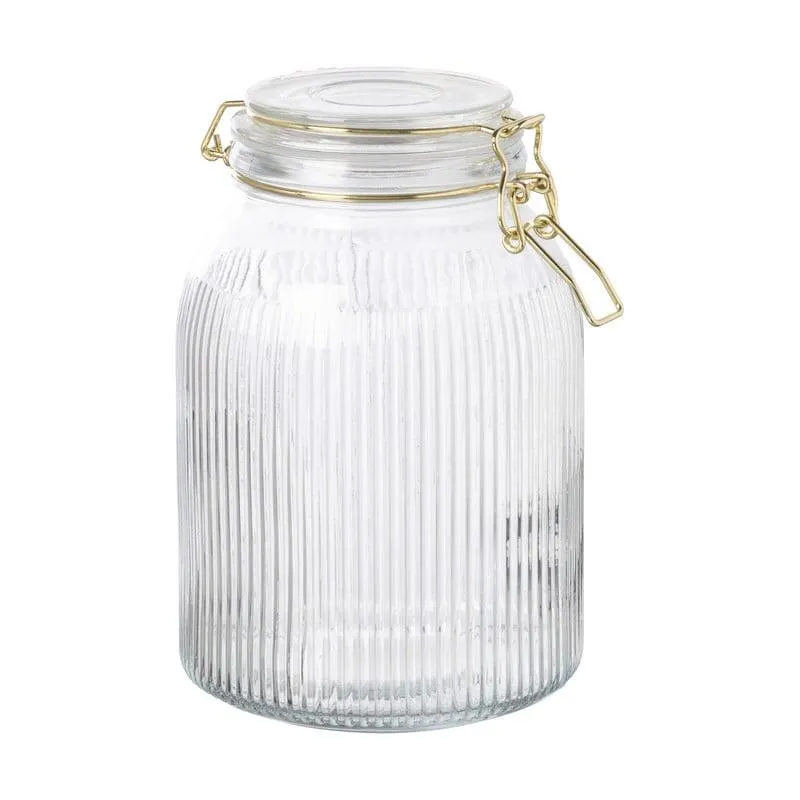 Weckpot ribbel met gouden deksel - 1.7 liter