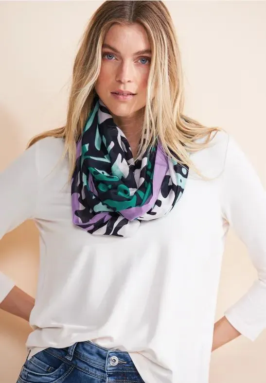 Ronde sjaal met patroonmix