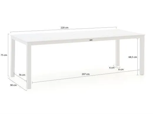 Forza Ripi/Menzano 220cm dining tuinset 7-delig stapelbaar