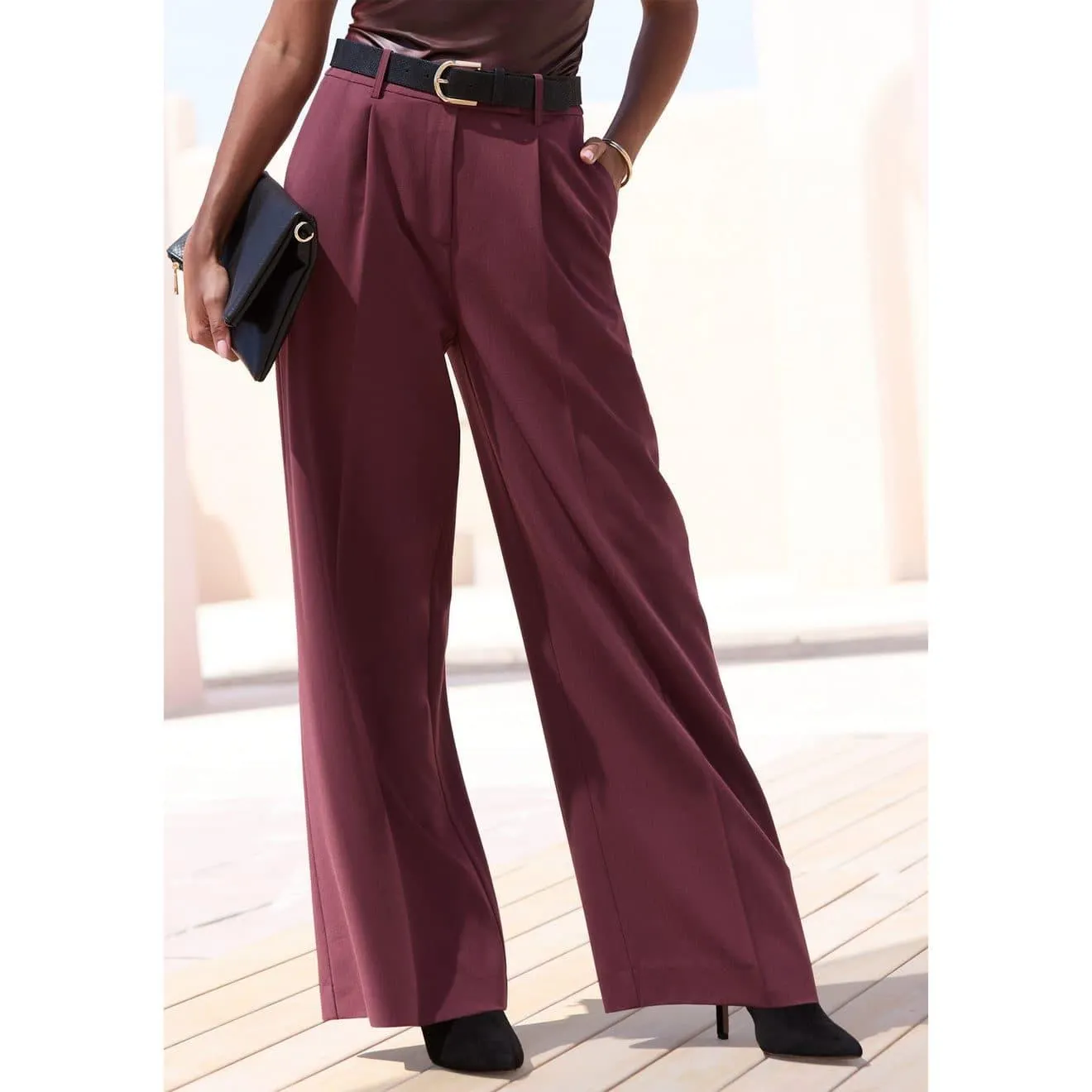 Lascana Pantalon met wijd uitlopende pijp, palazzobroek, elegant