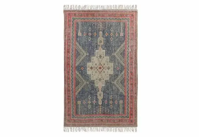 Vloerkleed printed red/blue overtufted