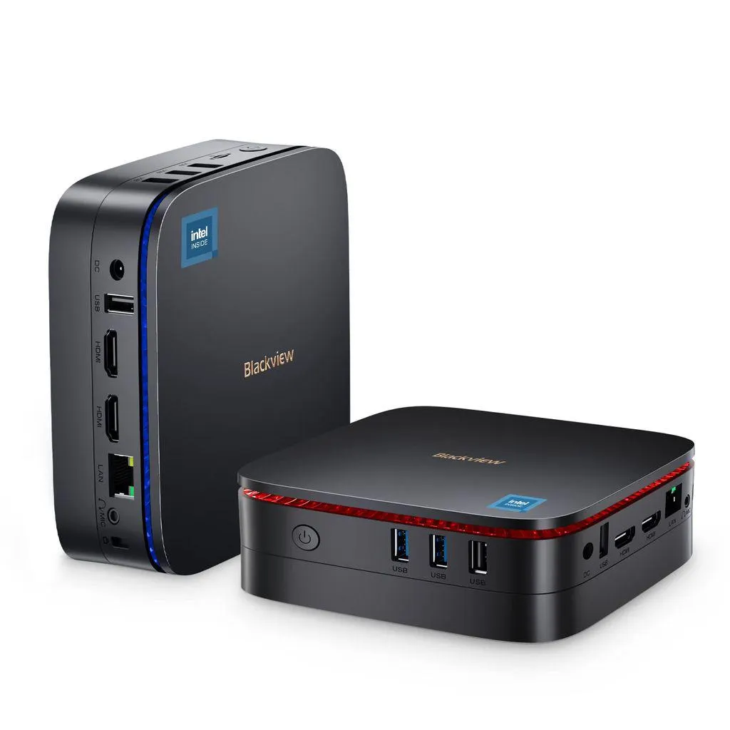 Blackview Mini PC Windows 11 Home, mini Desktop PC mit Intel 11th. Gen N5095, 16GB DDR4 RAM 512GB M.2 SSD, 4K HD Dual HDMI, Gigabit Ethernet, MP60(2023), Schwarz