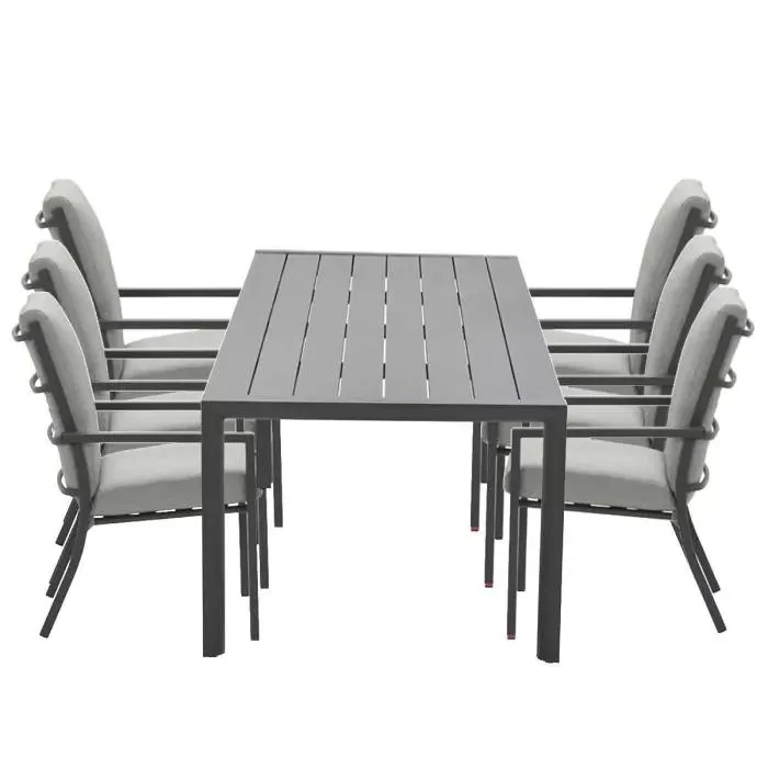 Senja tuinset 7-delig donker grijs - Adana tuintafel 220x100 cm