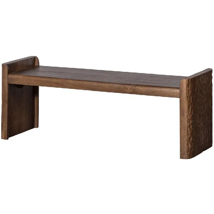 BePureHome bankje Prop met bewerkte poot hout warm bruin