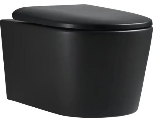 JUNGBORN Spoelrandloos toilet One incl. soft close en quick-release mat zwart