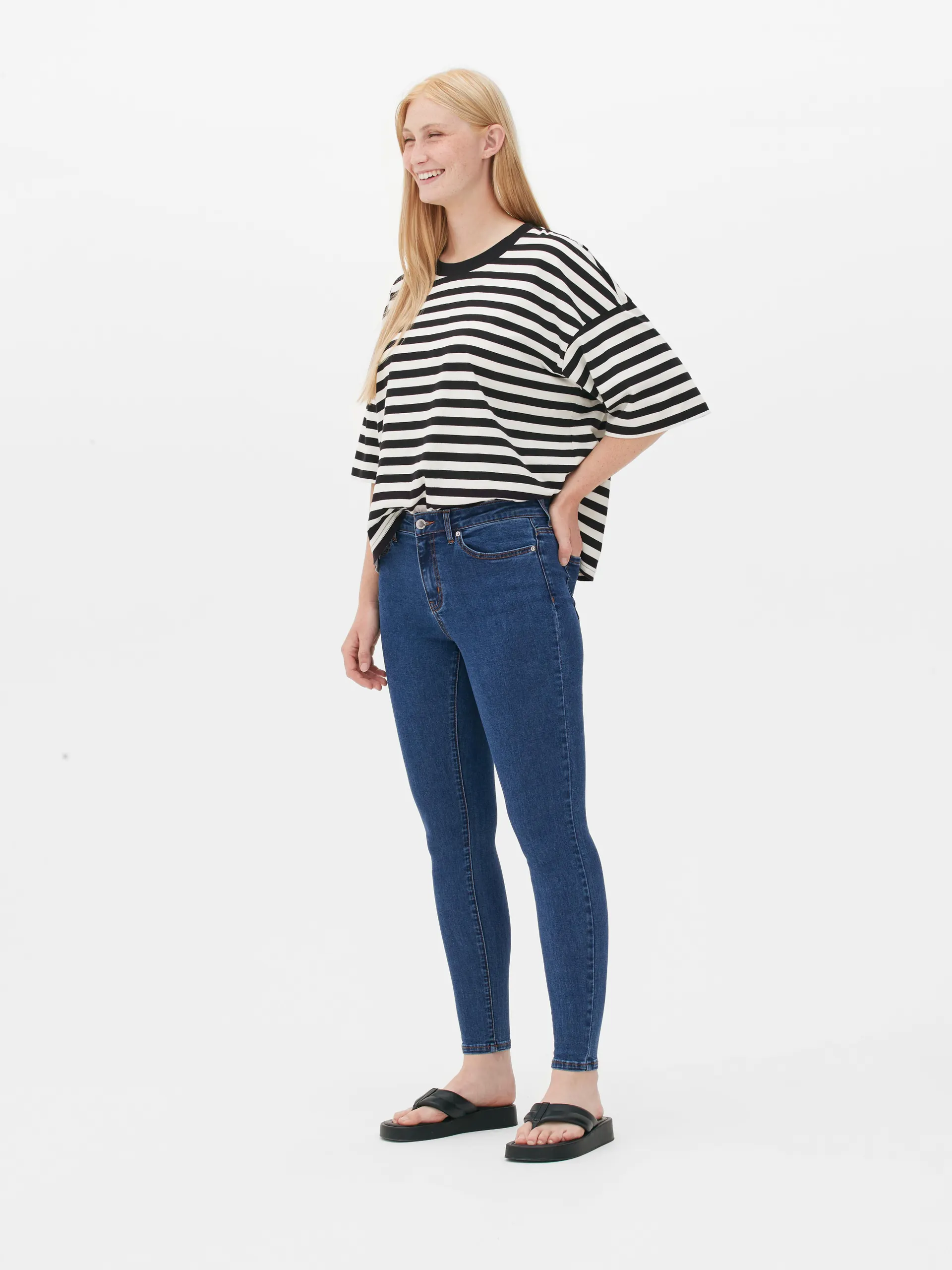 Superstretch skinny jeans met hoge taille