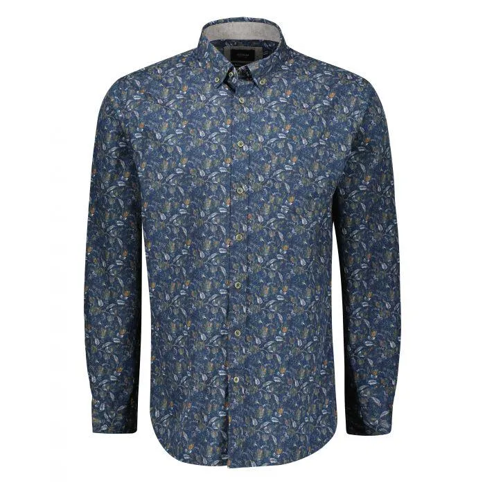 Overhemd met Print Blauw Groen