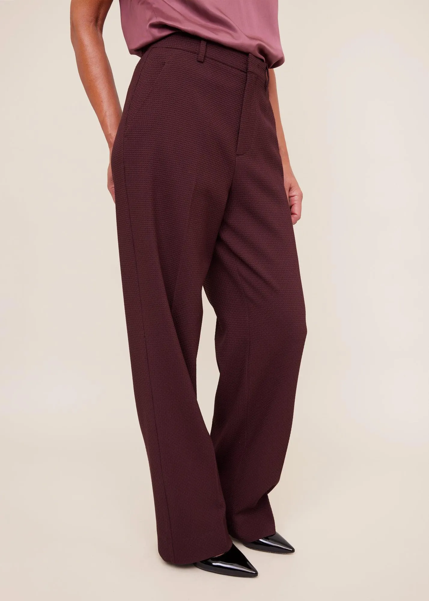 Wafel structuur broek straight fit