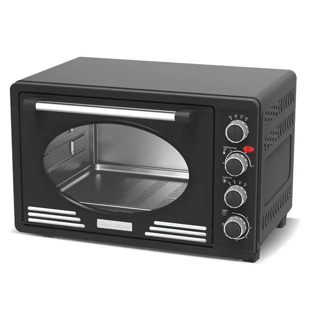 TurboTronic EV45 Retro RVS Elektrische Oven 45 Liter - Zwart